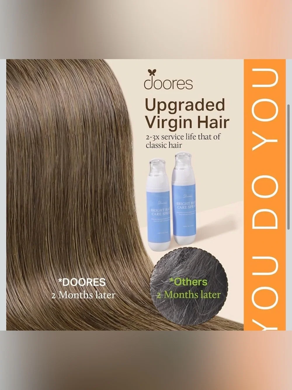 DOORES 100% Human Hair Clip-In Extensions 14” 100g 7pcs Light Ash Brown #5 NIB